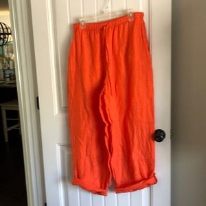 Nwots Flax Orange Linen Floods Pants cropped Large